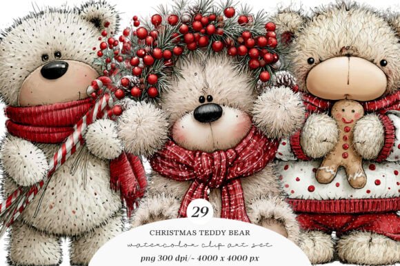 Download Whimsical Christmas Teddy Bear Clipart - Christmas Collection