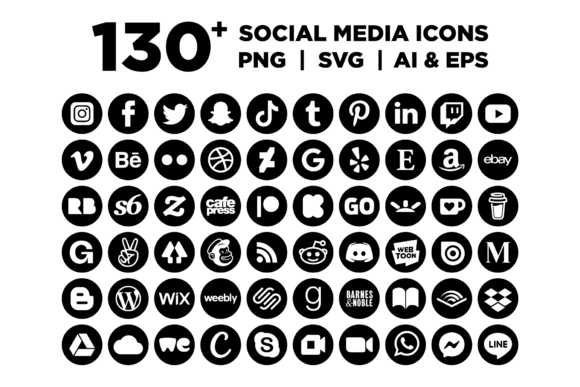 Download Black Circle Social Media Icons Set - Social media icons Collection