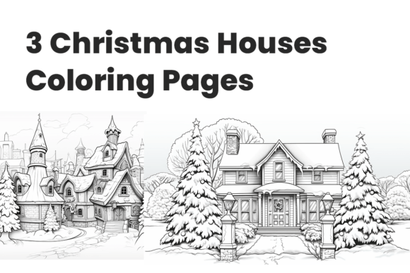 Download Line-Art Illustrations Christmas Houses - Christmas Collection