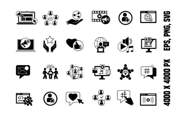 Download Black Set of Social Media Icons - Social media icons Collection