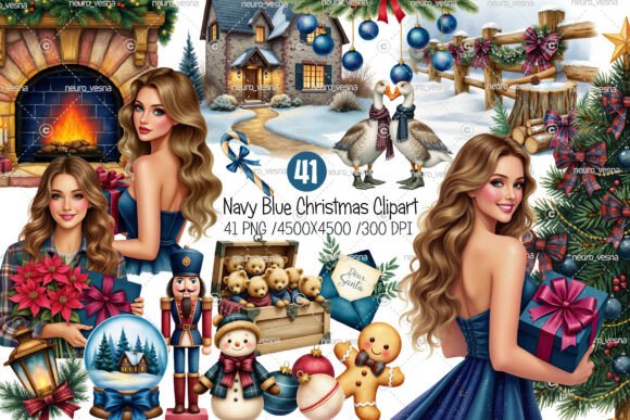 Download Navy Blue Christmas Clipart - Christmas Collection