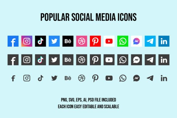 Download Popular Social Media Icons Set - Social media icons Collection